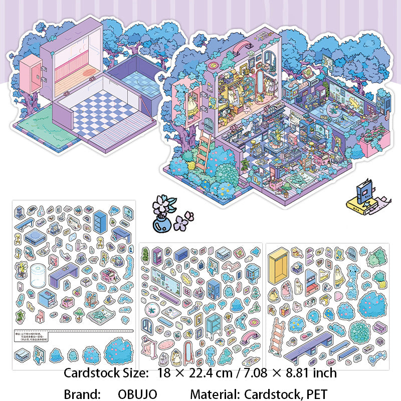 3D House Scene DIY Stickers Kit WDXWEY