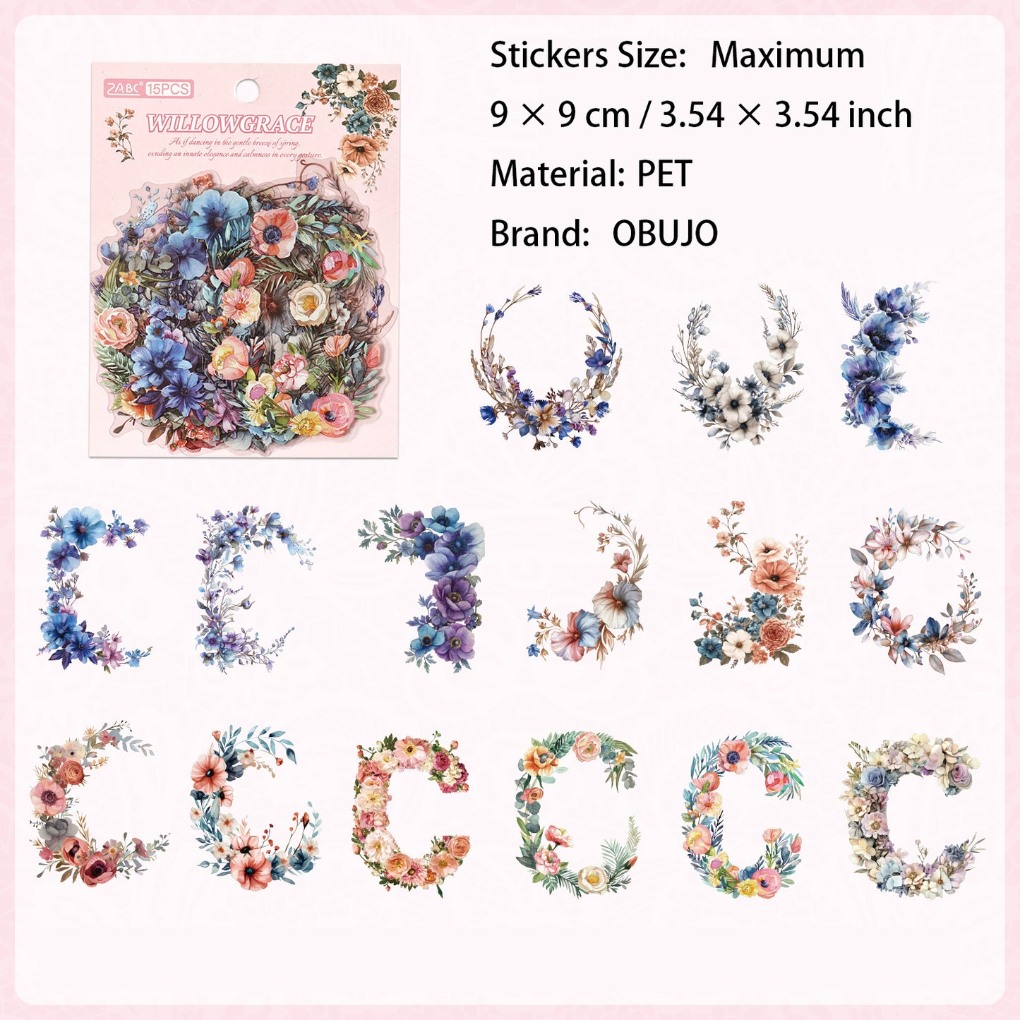15 Pcs Flowers PET Tape FGHY