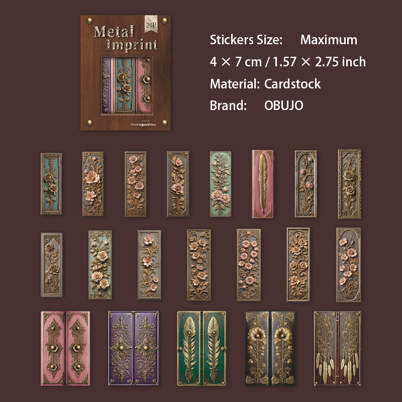 20 Pcs Metal Tag Theme Cardstock Stickers JSYJ