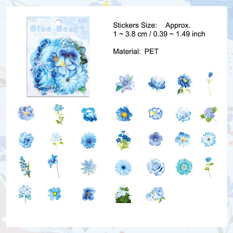 60 Pcs Leaf Flower PET Stickers YRHY