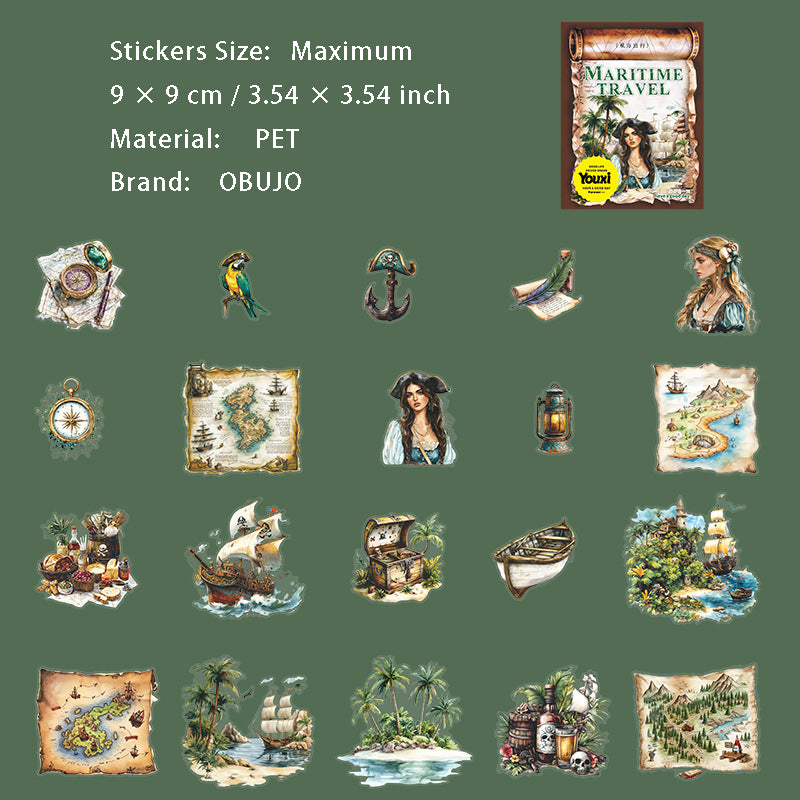 20 Pcs Ocean Explore PET Stickers HHCX