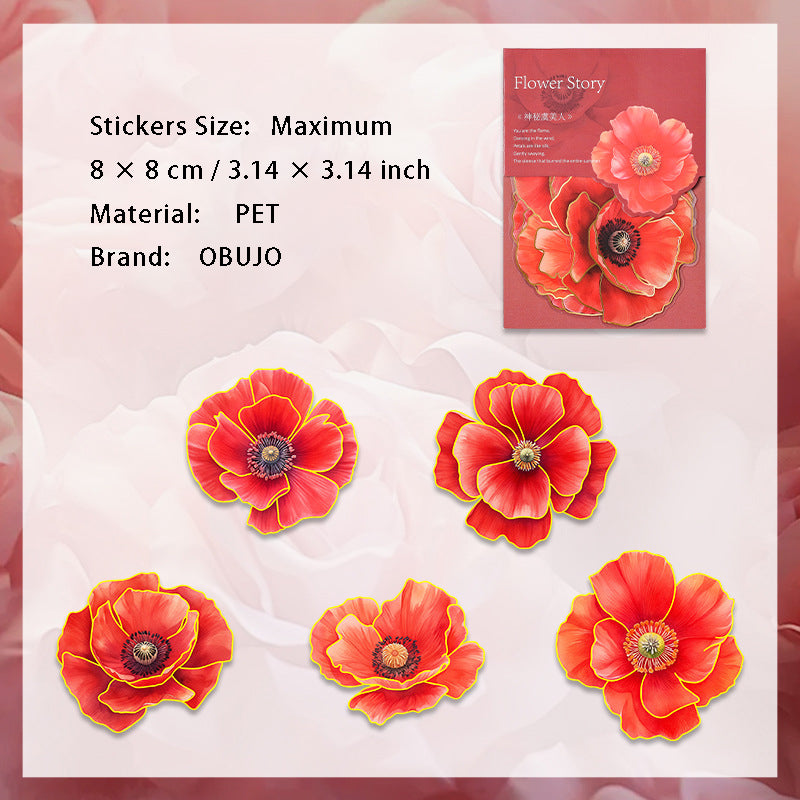 10 Pcs Gold Foil Flower Stickers HJWY