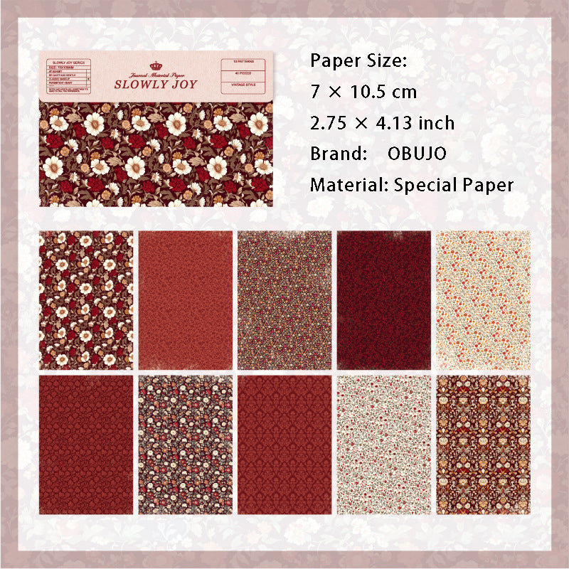 40 Sheets Vintage Floral Scrapbook Paper MMDHX