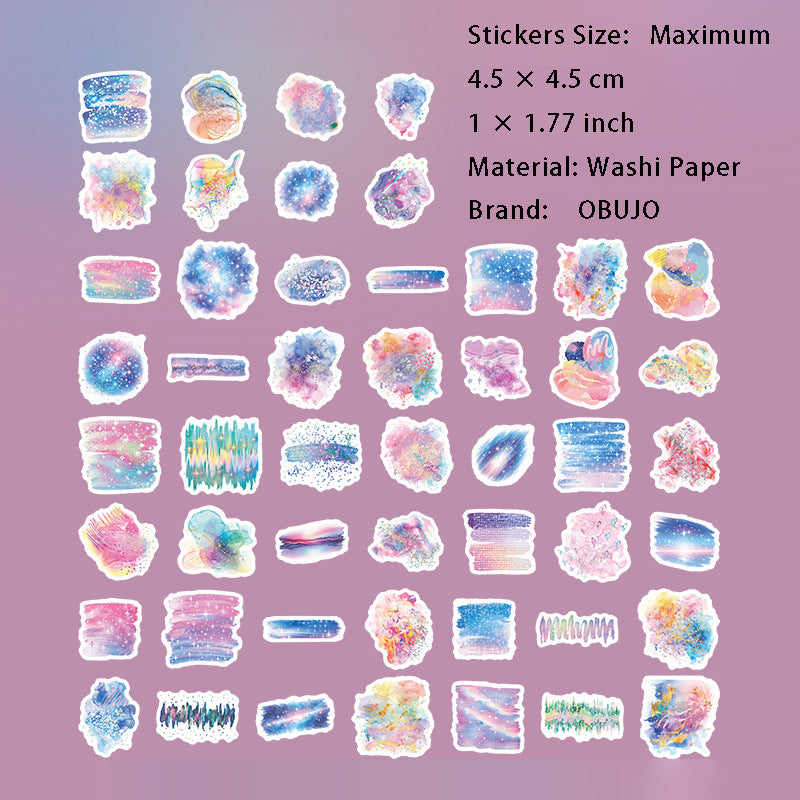 50 Pcs Watercolor Stickers SCYLH