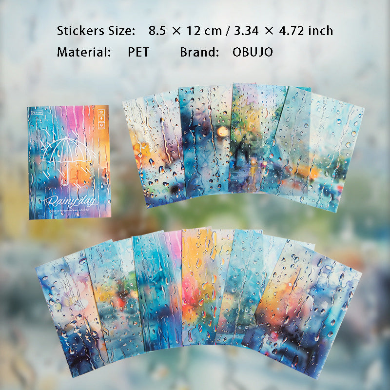 10 Pcs Rainy Season PET Stickers YJSG