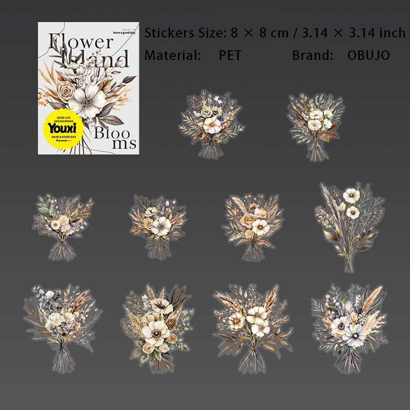20 Pcs Flower PET Stickers HYZF