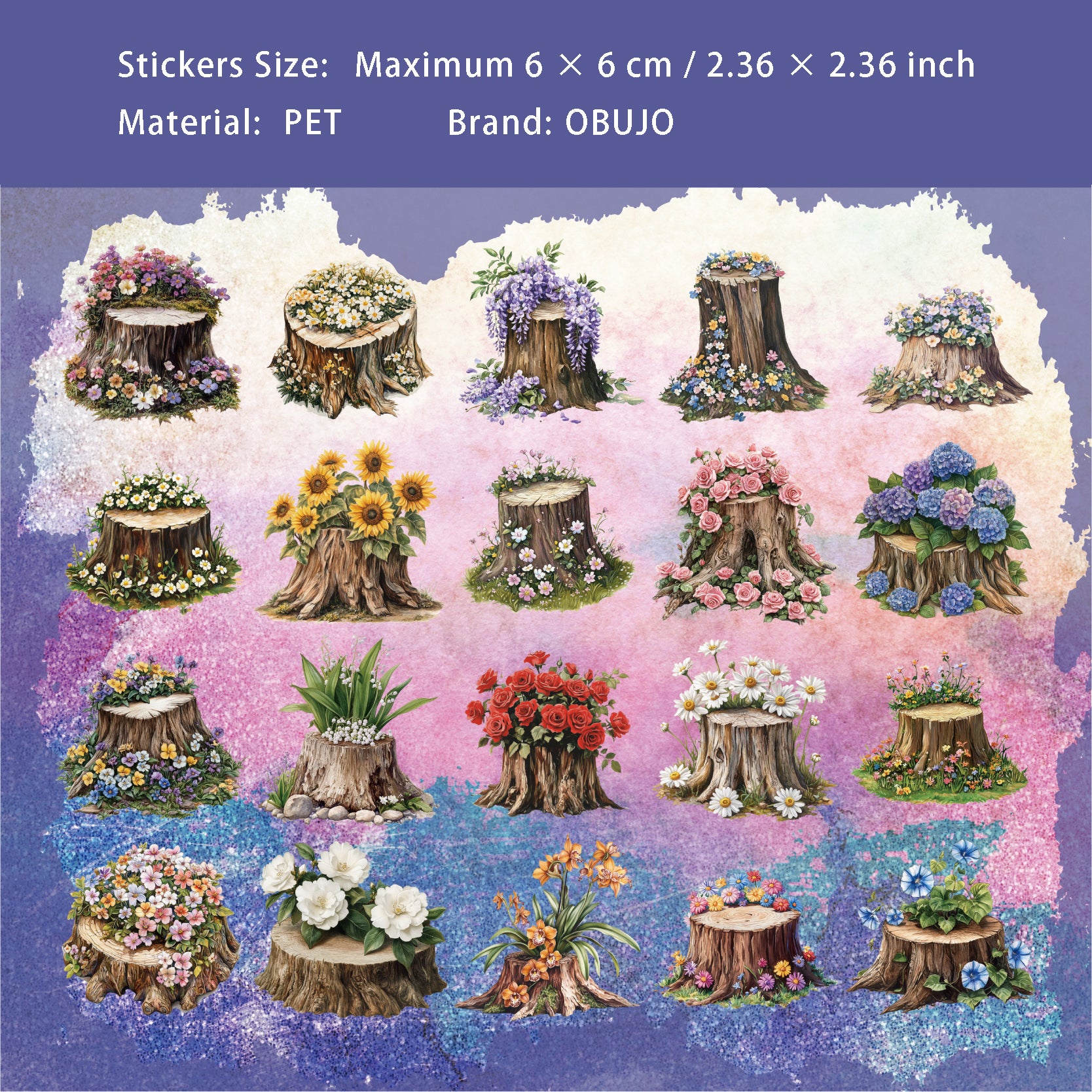 20 Pcs Wood Pile PET Stickers NLXL