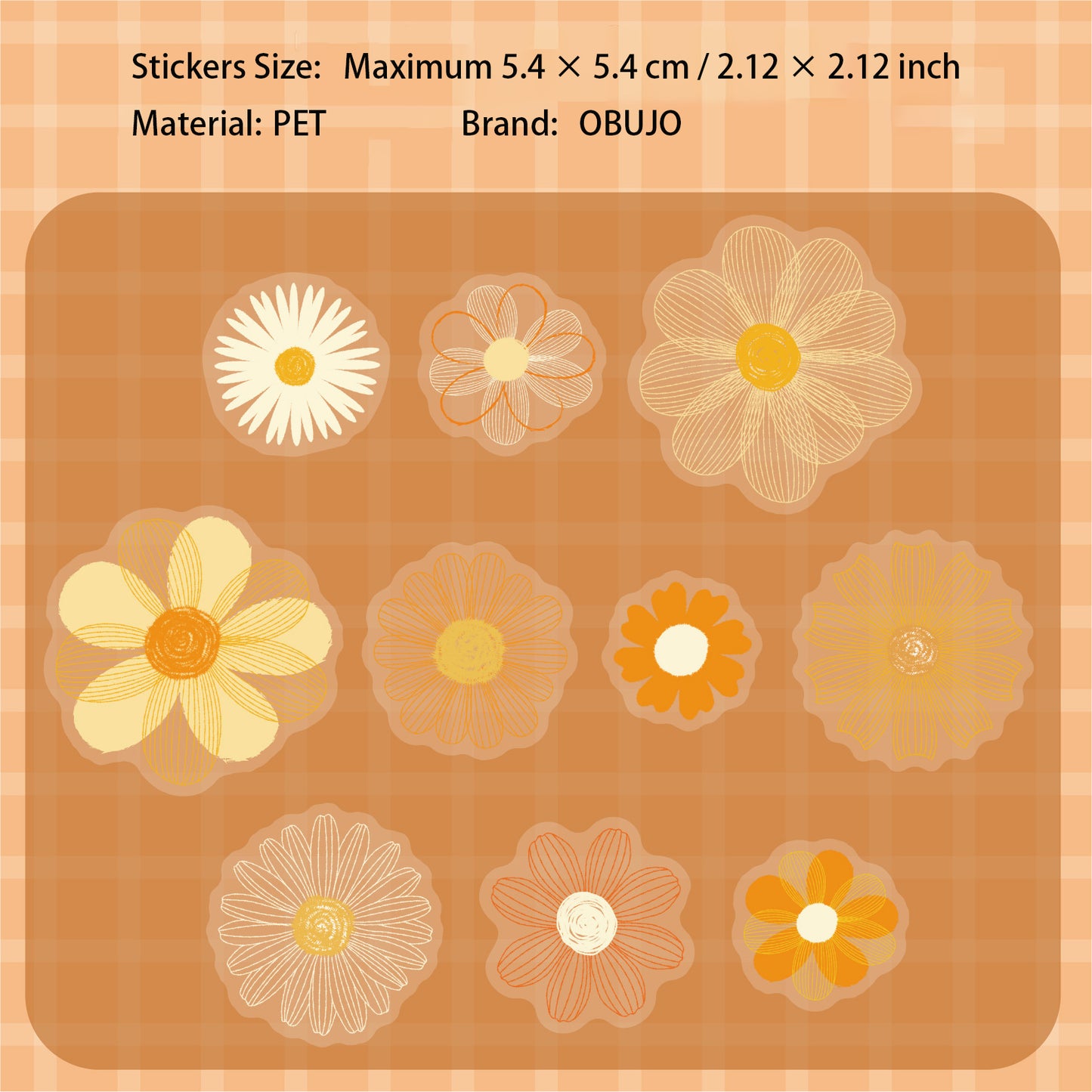 20 Pcs Flower PET Stickers RCXL