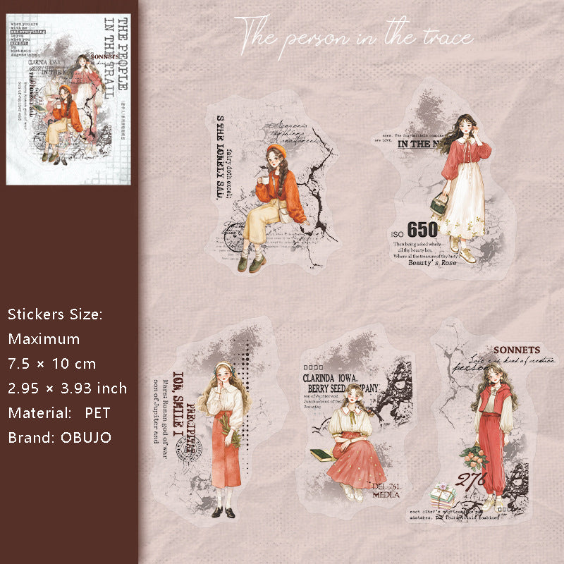 20 Pcs School Girl Collage PET Stickers JZR