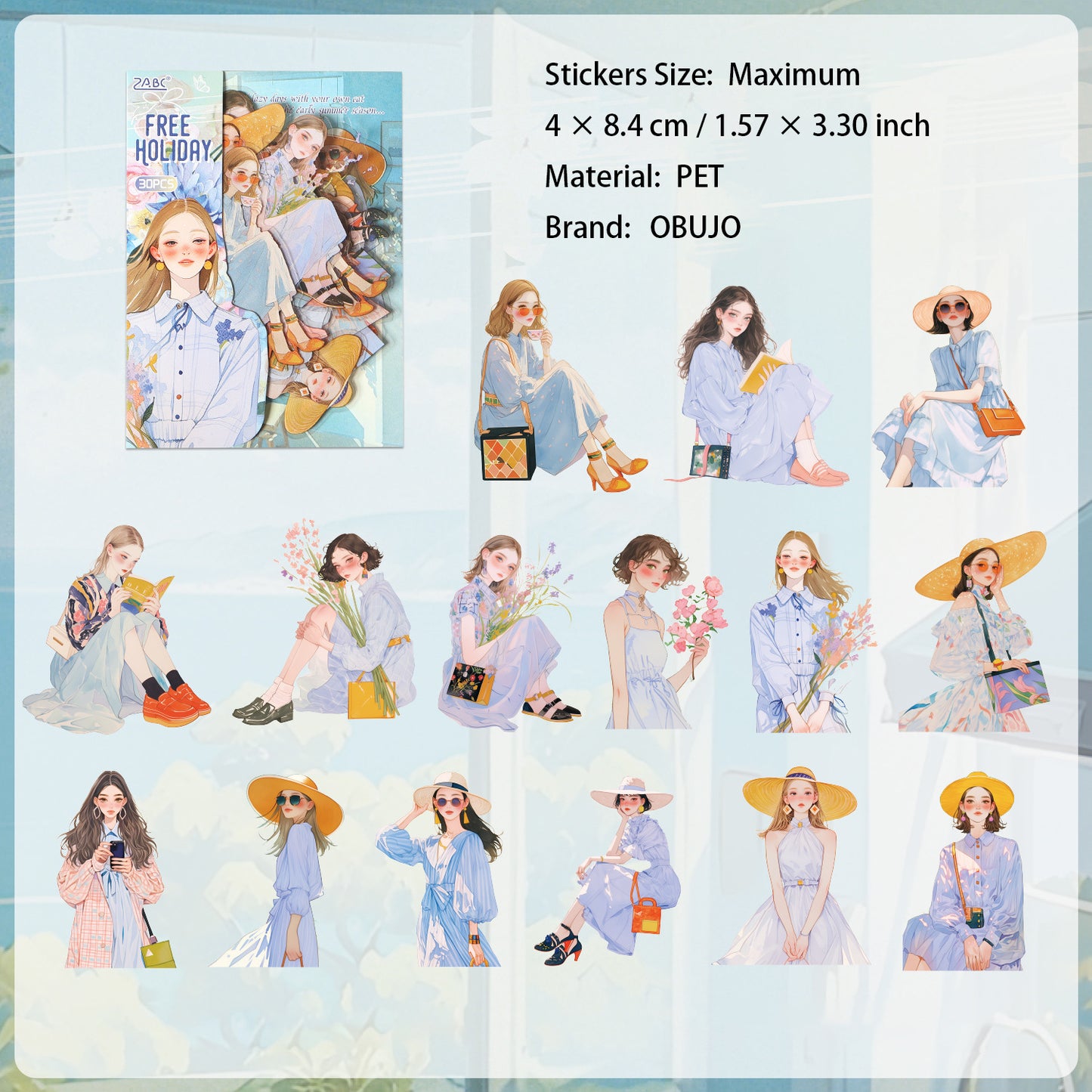 30 Pcs Girl Lifestyle PET Stickers SHSP