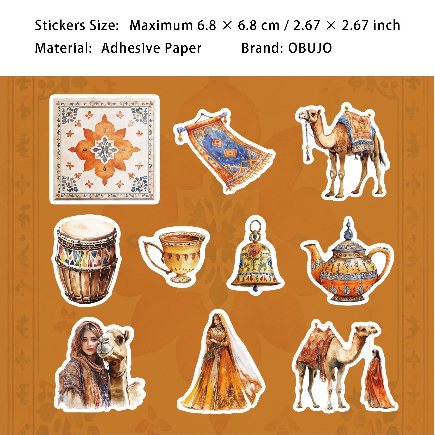 20 Pcs Arabian Style PET Stickers YYBD