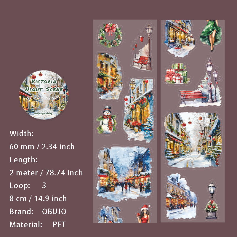 1 Roll Night Landscape PET Stickers Tape WDLYYJ