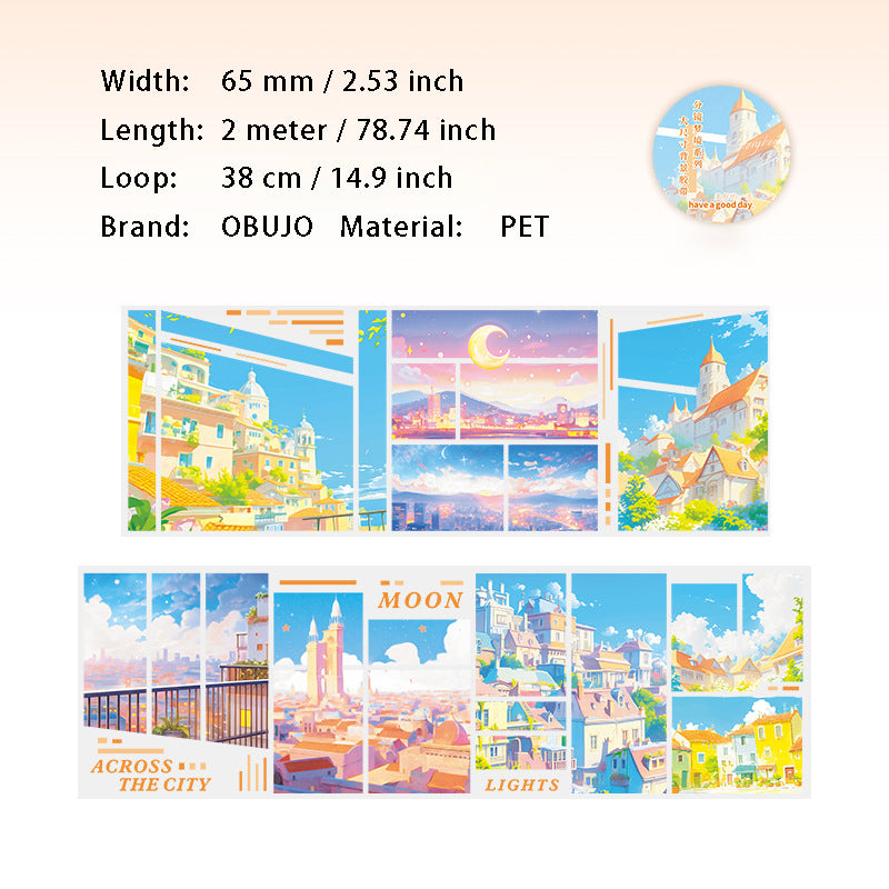 1 Roll Natural Landscape PET Stickers Tape FJMJ