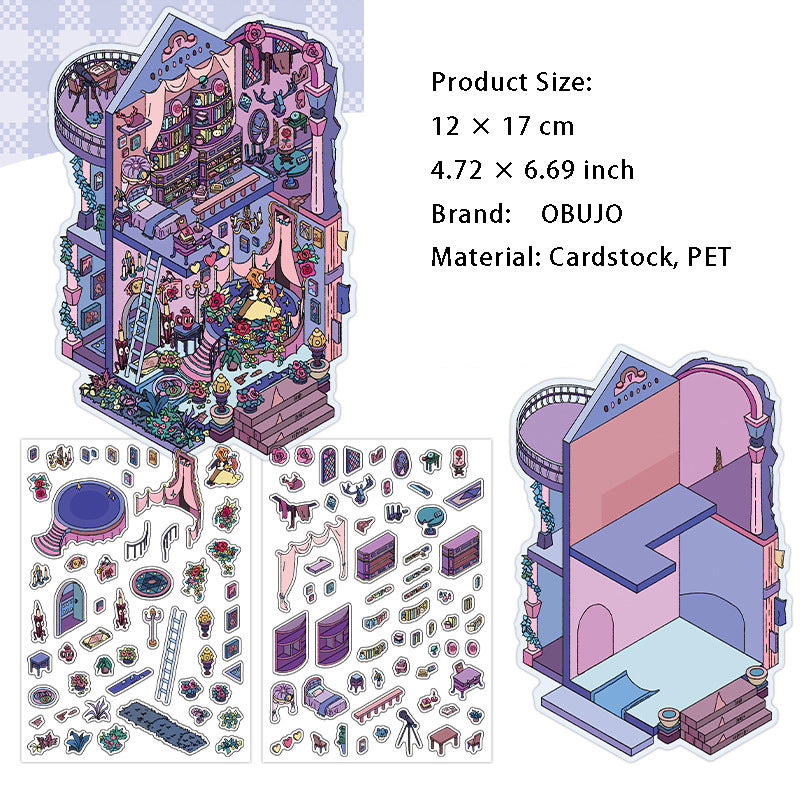 3D House Scene  DIY Stickers Kit WDXWBJ