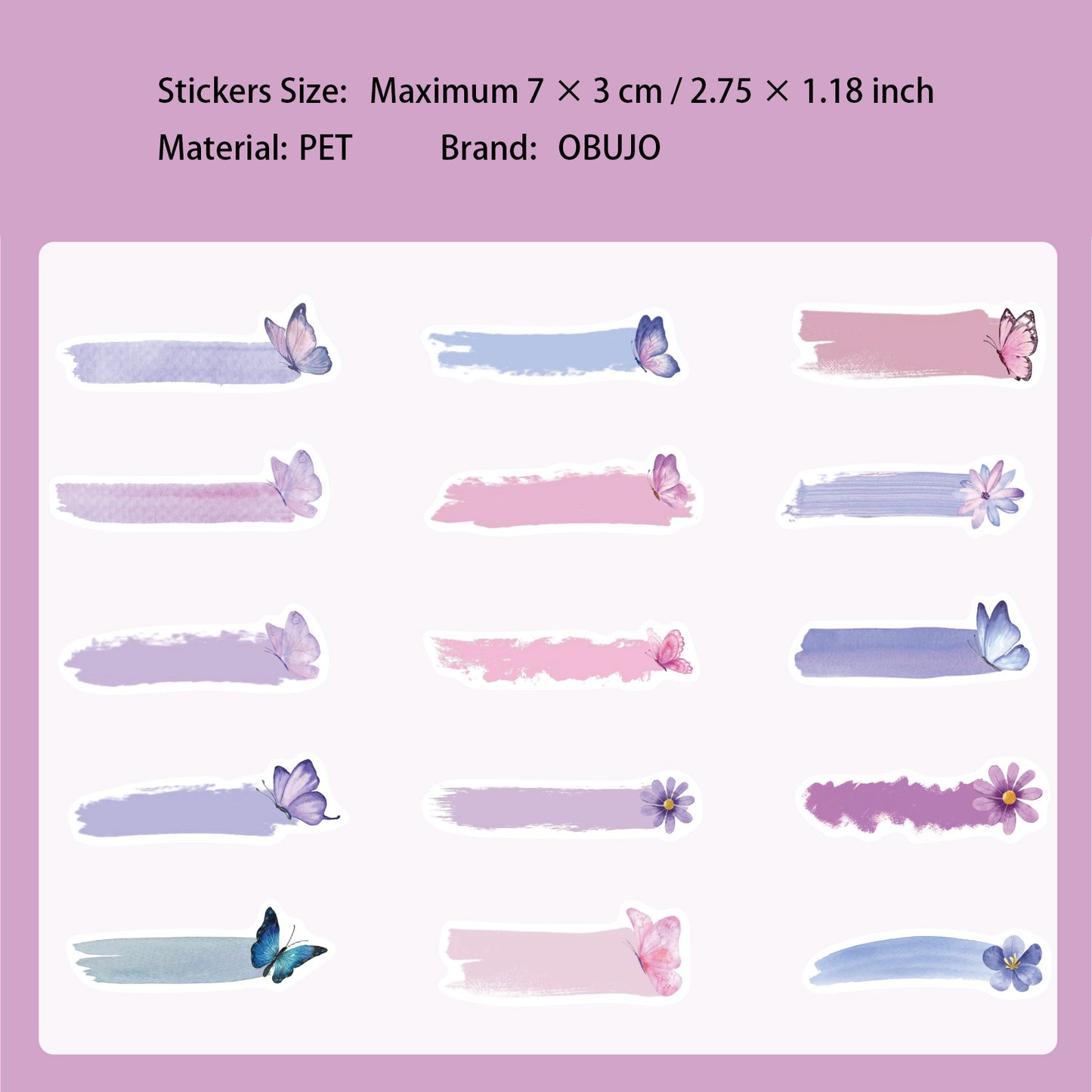 20 Pcs Watercolor Brush Paint PET Stickers HDSJ