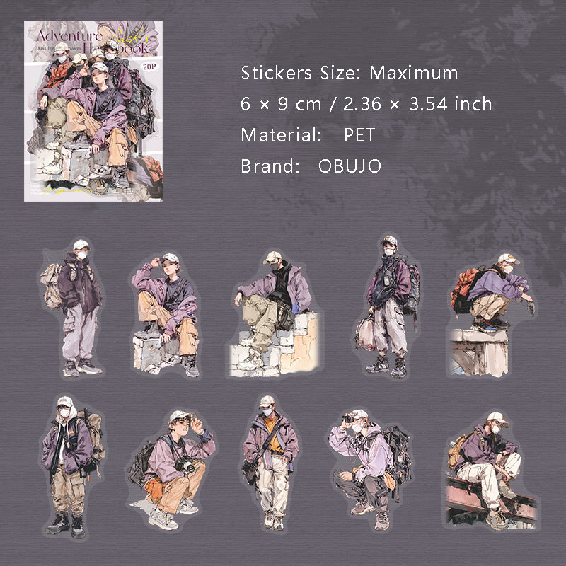 20 Pcs Adventure Boy PET Stickers TXSC