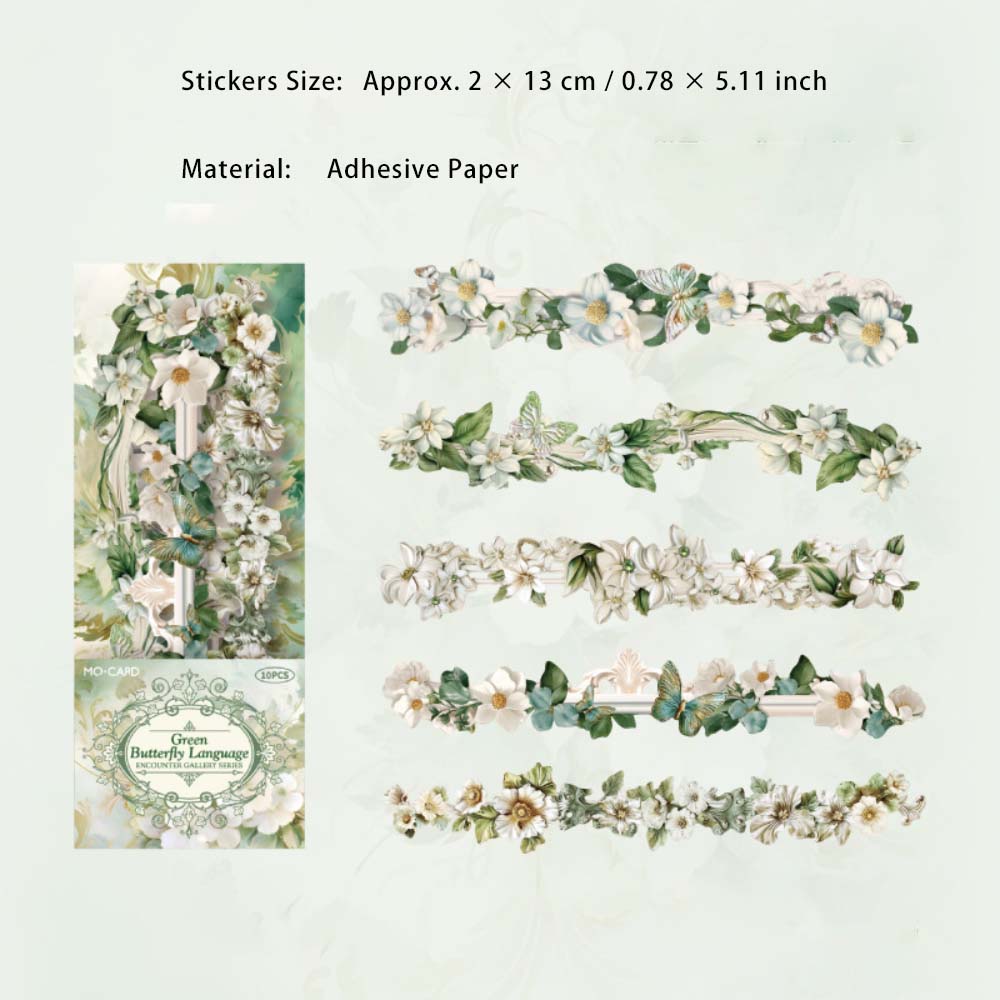 10 Pcs Long Flower Stickers XHCL