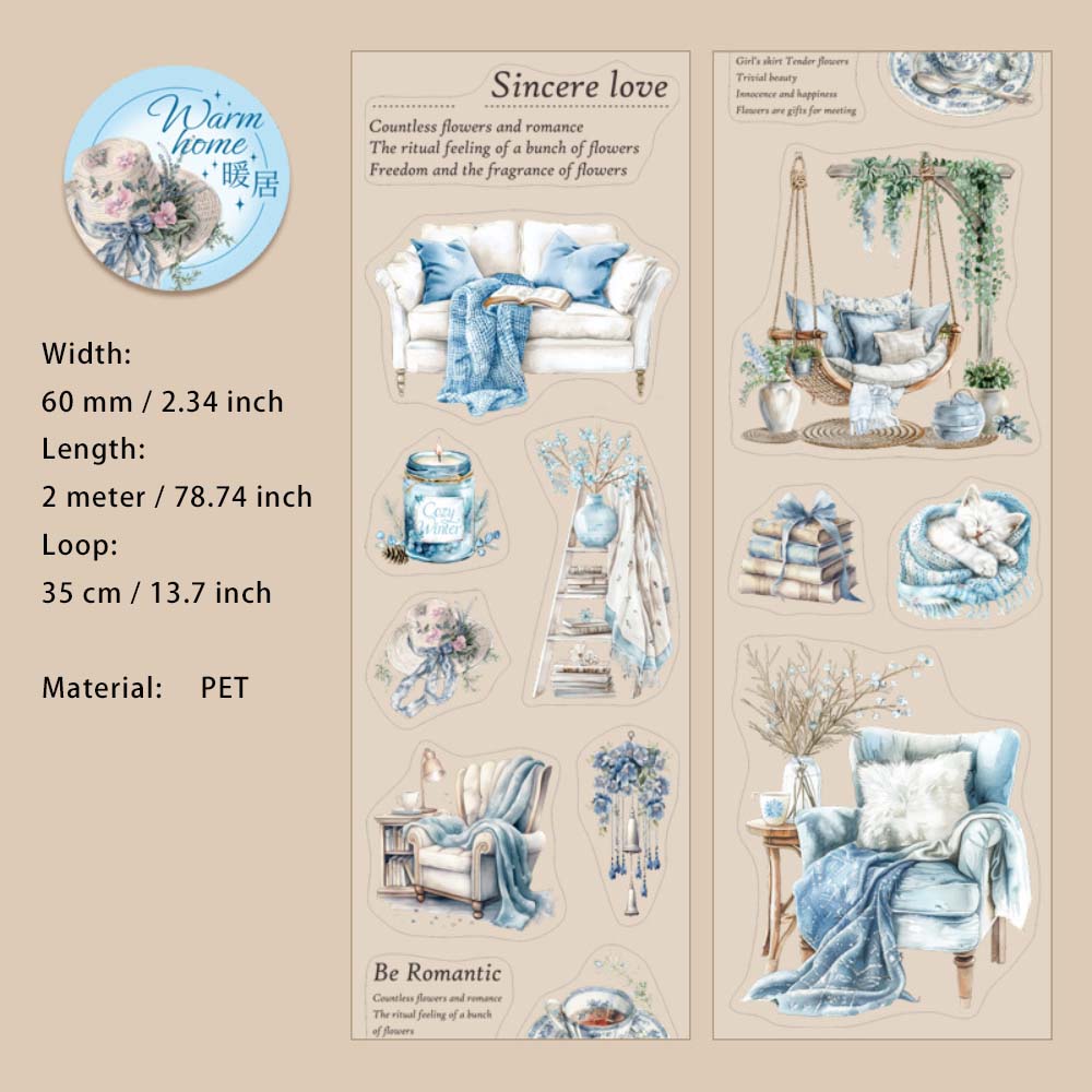 1 Roll Home Decoration Theme Pre-cut Stickers Tape NJXL