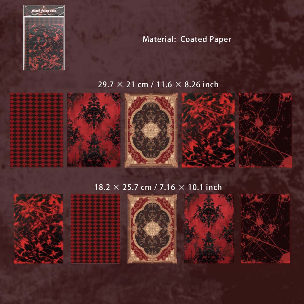 10 Pcs Dark Themed Scrapbook Paper HSTH