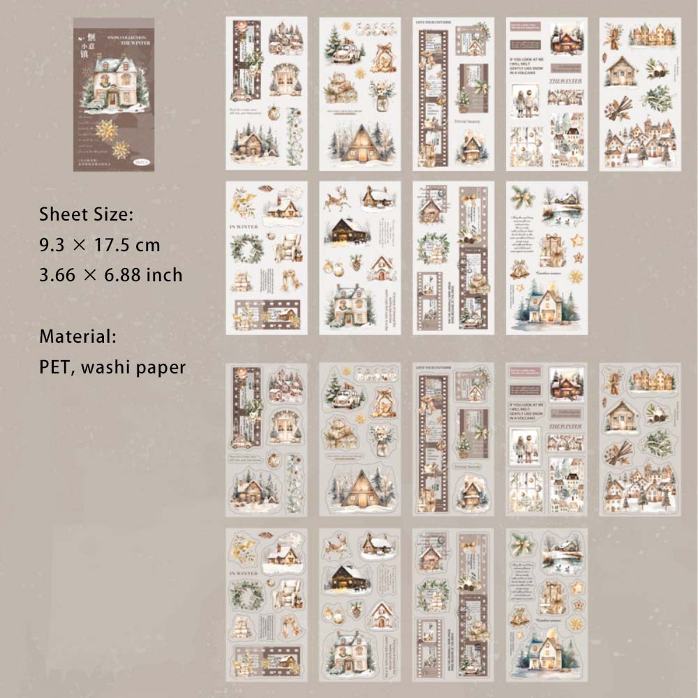 18 Sheets Snow Theme Stickers Book DRYXJ