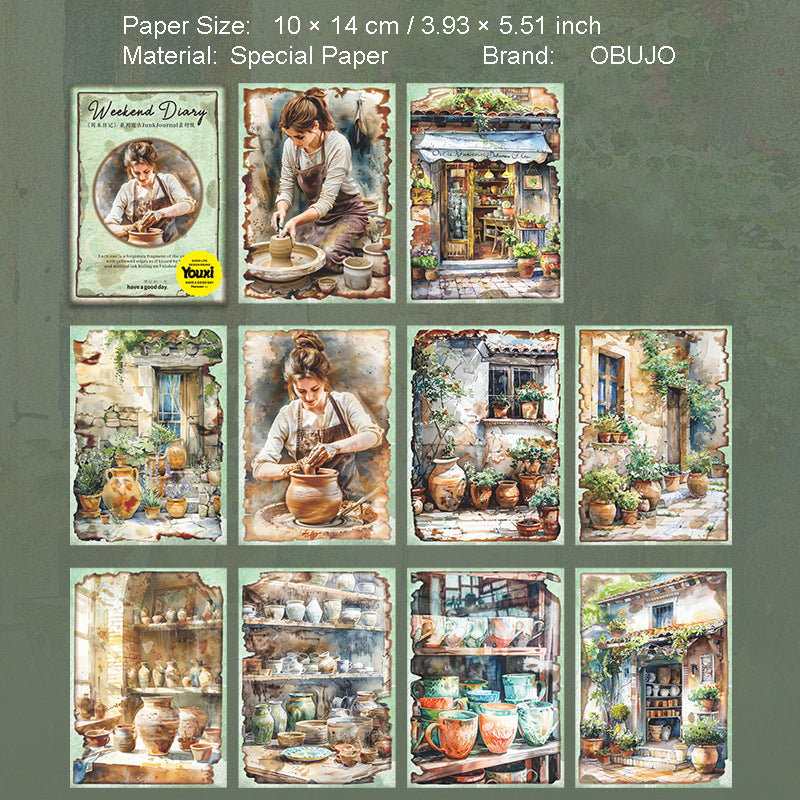 30 Pcs Weekend Theme Vintage Journal Paper ZMRJ