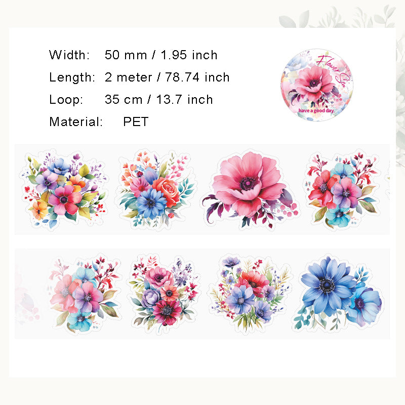 1 Roll PET Flower Stickers Tape YJHH