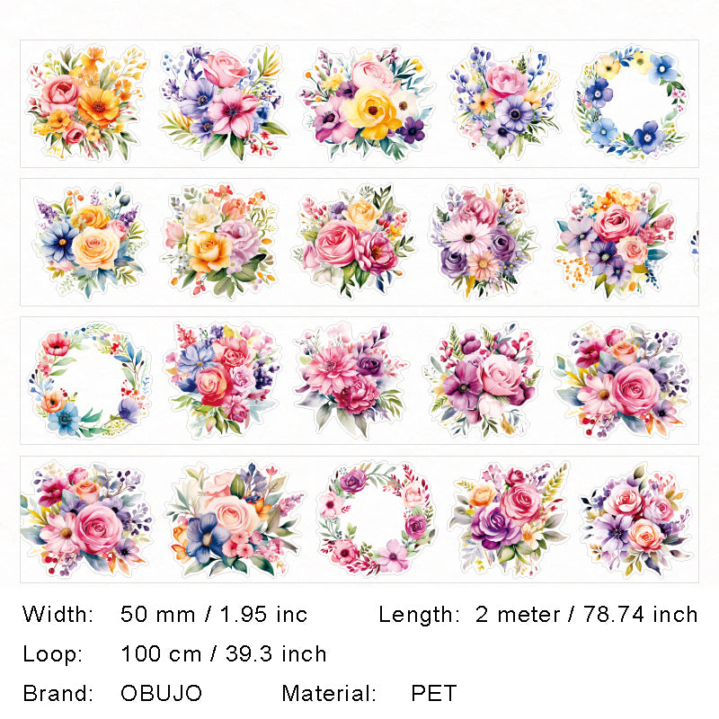 1 Roll Flower PET Stickers Tape SKSJ