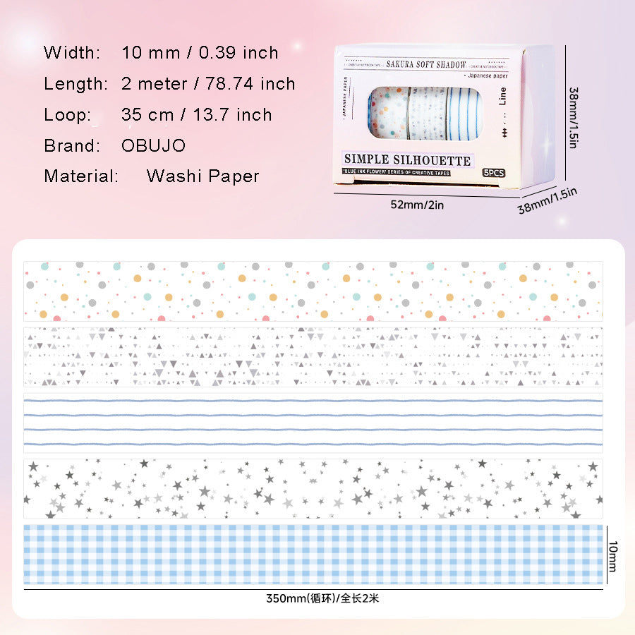 5 Rolls Basic Washi Tape Set QMHF