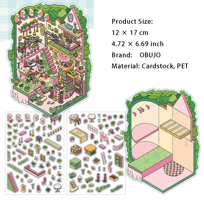 3D House Scene  DIY Stickers Kit WDXWBJ