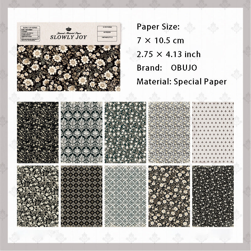 40 Sheets Vintage Floral Scrapbook Paper MMDHX