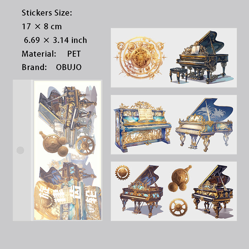 3 Sheets Vintage PET Stickers SYBJ