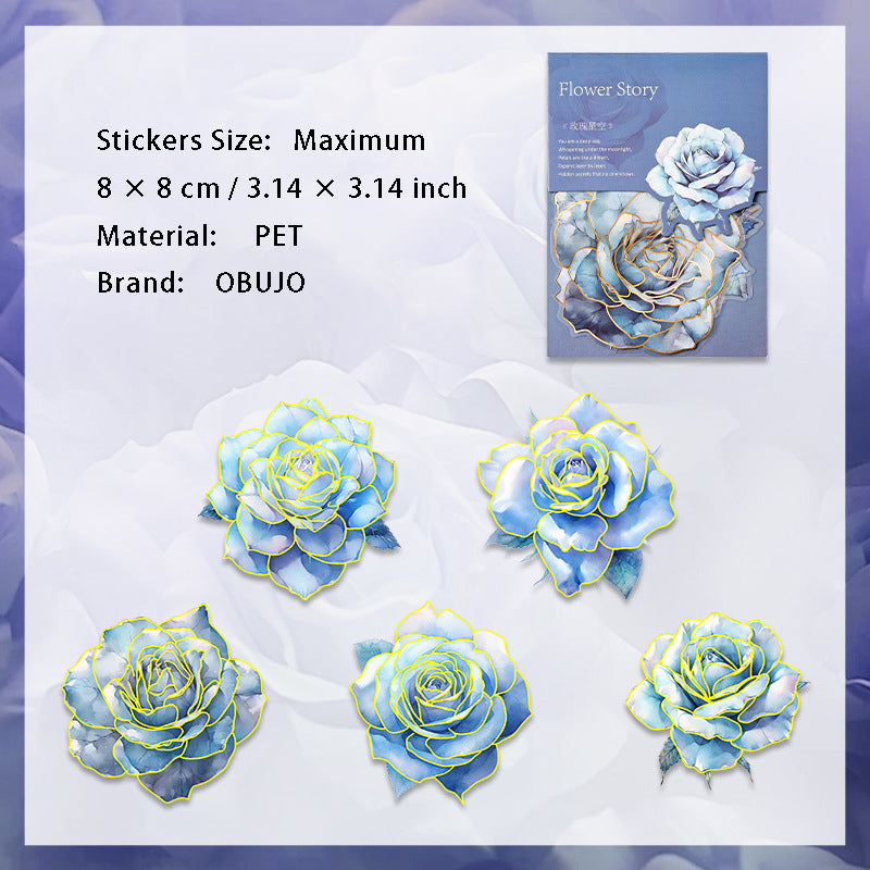 10 Pcs Gold Foil Flower Stickers HJWY