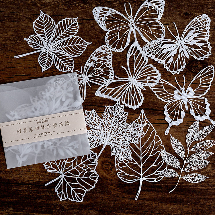 10 Pcs White Lace Hollow-out Journal Paper
