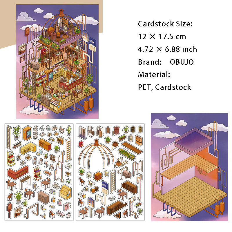 3D Shop Scene DIY PET Stickers JRYY