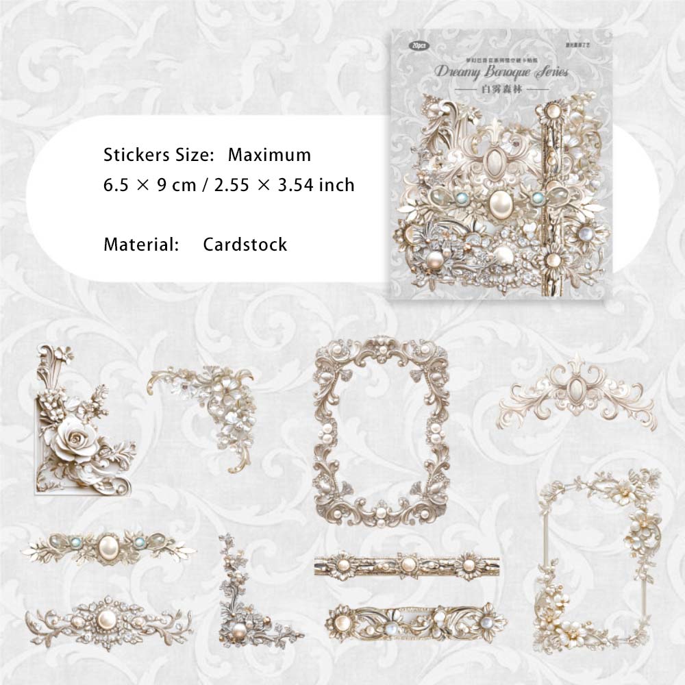 20 Pcs Baroque Cardstock Stickers MHBLK