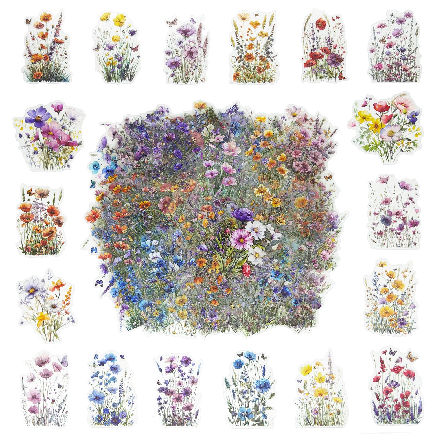 120 Pcs Impressionist Monet Garden Wildflower Stickers