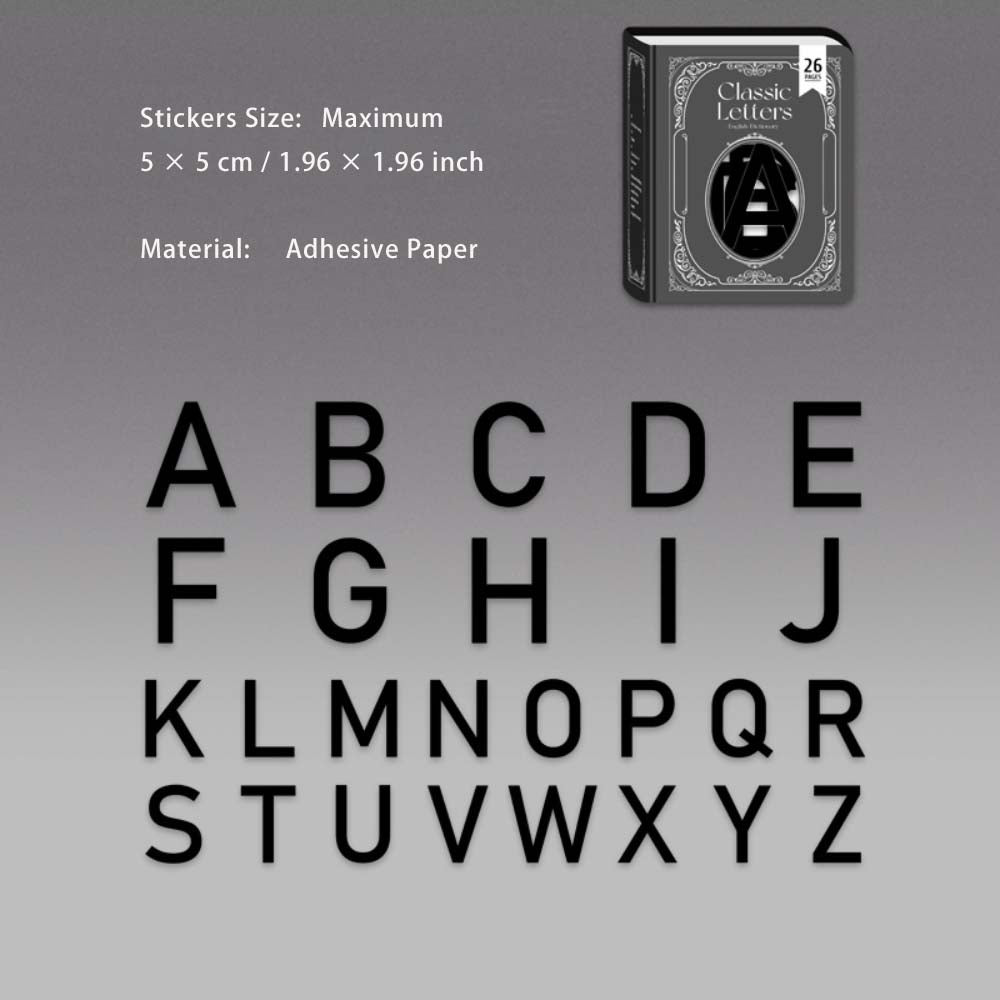 26 Pcs Black Alphabet Stickers YWZD
