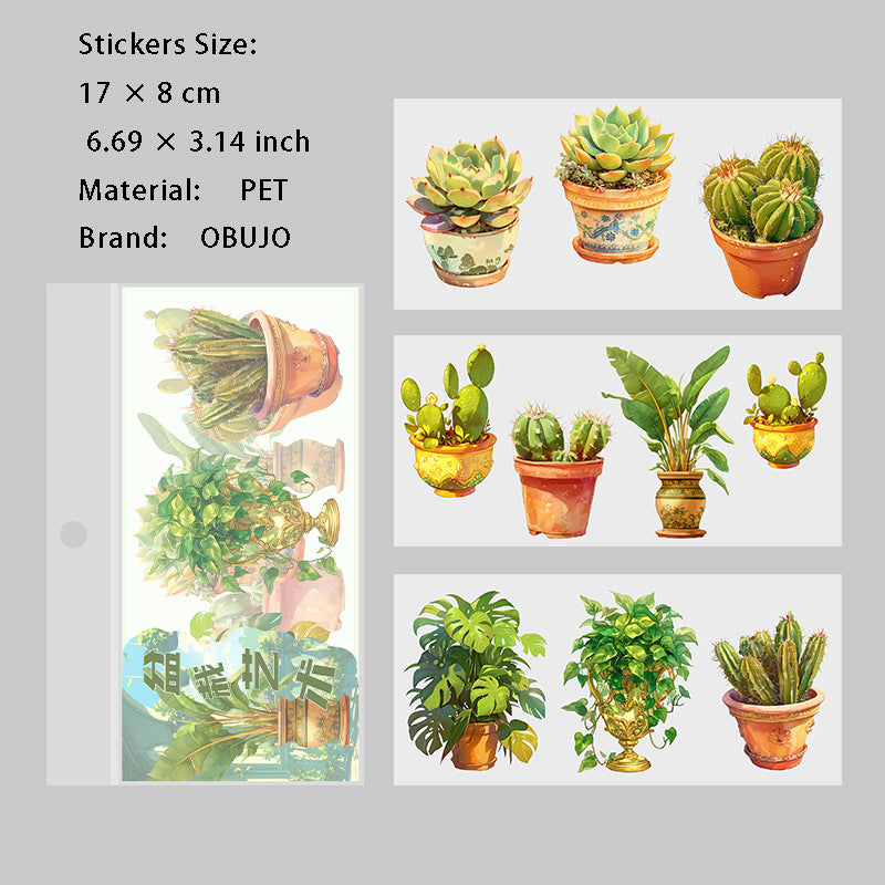 3 Sheets Vintage PET Stickers SYBJ