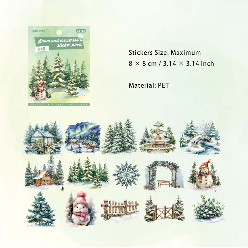 30 Pcs Winter Forest PET Stickers BXXL