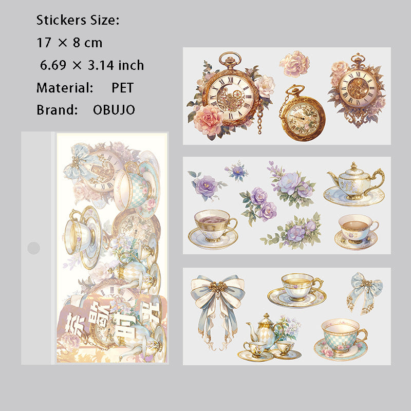 3 Sheets Vintage PET Stickers SYBJ