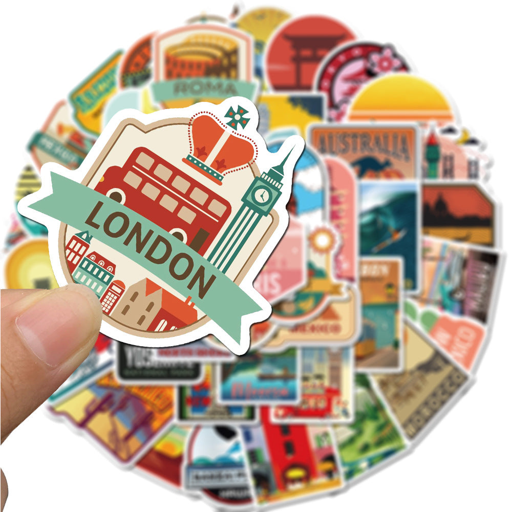 50 Pcs Vinyl Landmark Stickers CNY018