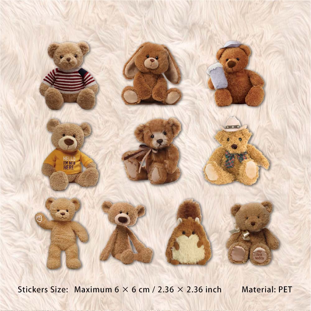20 Pcs Doll Bear PET Stickers WOXL