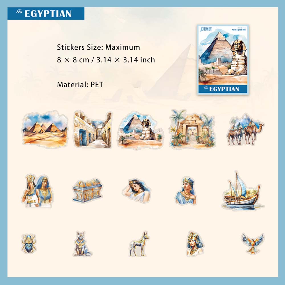 15 Pcs Egypt Travel Theme PET Stickers AJZL