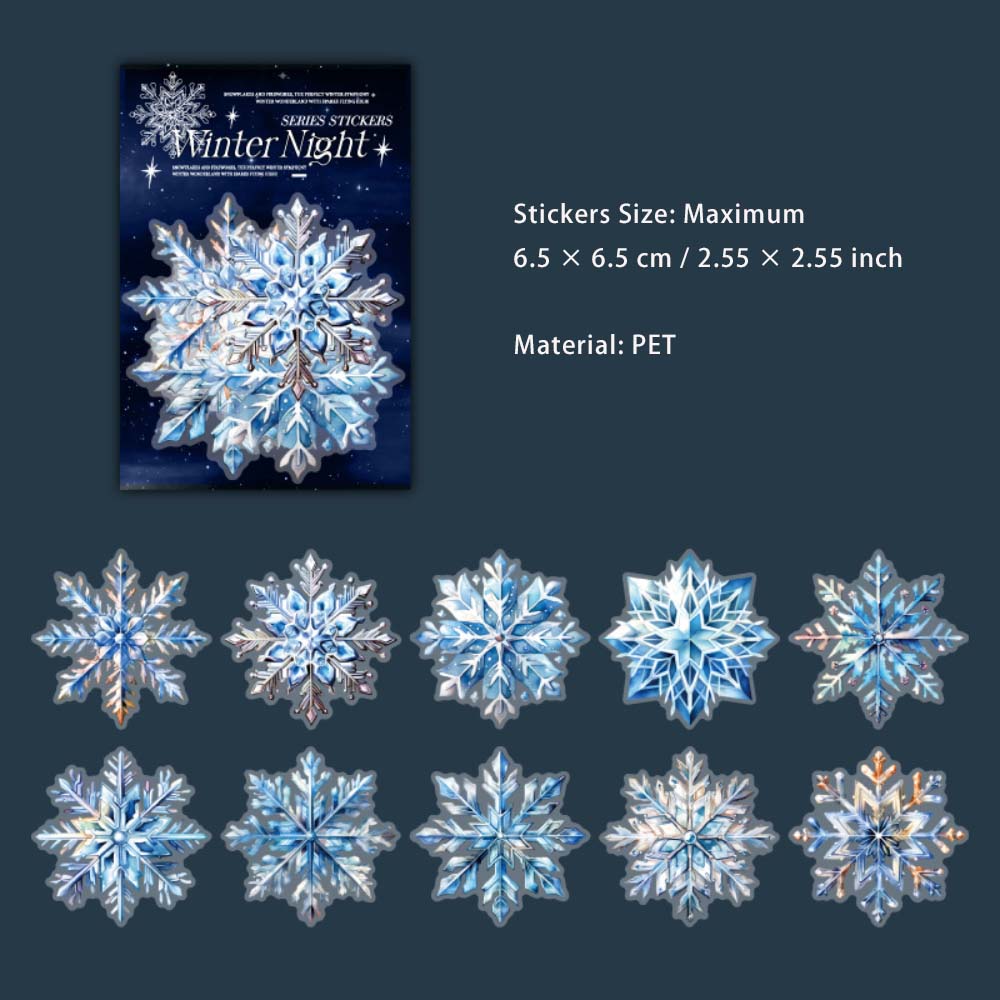 10 Pcs Firework Snowflake PET Stickers DRDY