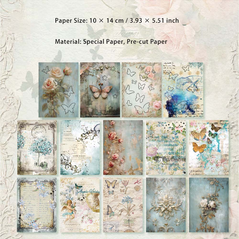 24 Sheets Vintage Floral Scrapbook Paper HJPX
