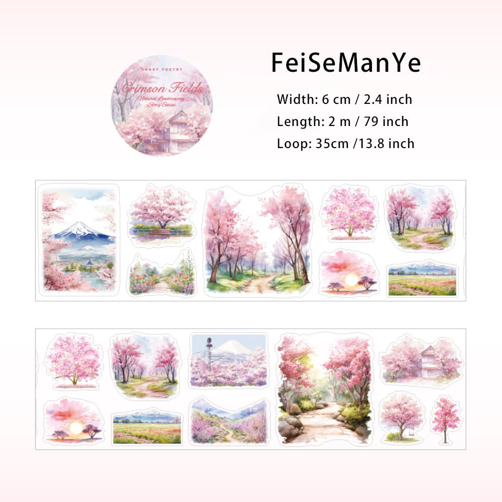 1 Roll Die-cut Seasonal Landscape PET Stickers Tape ZRZJGS