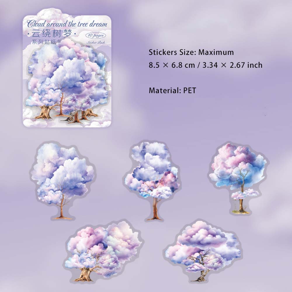 10 Pcs Cloud Tree PET Stickers YRSM