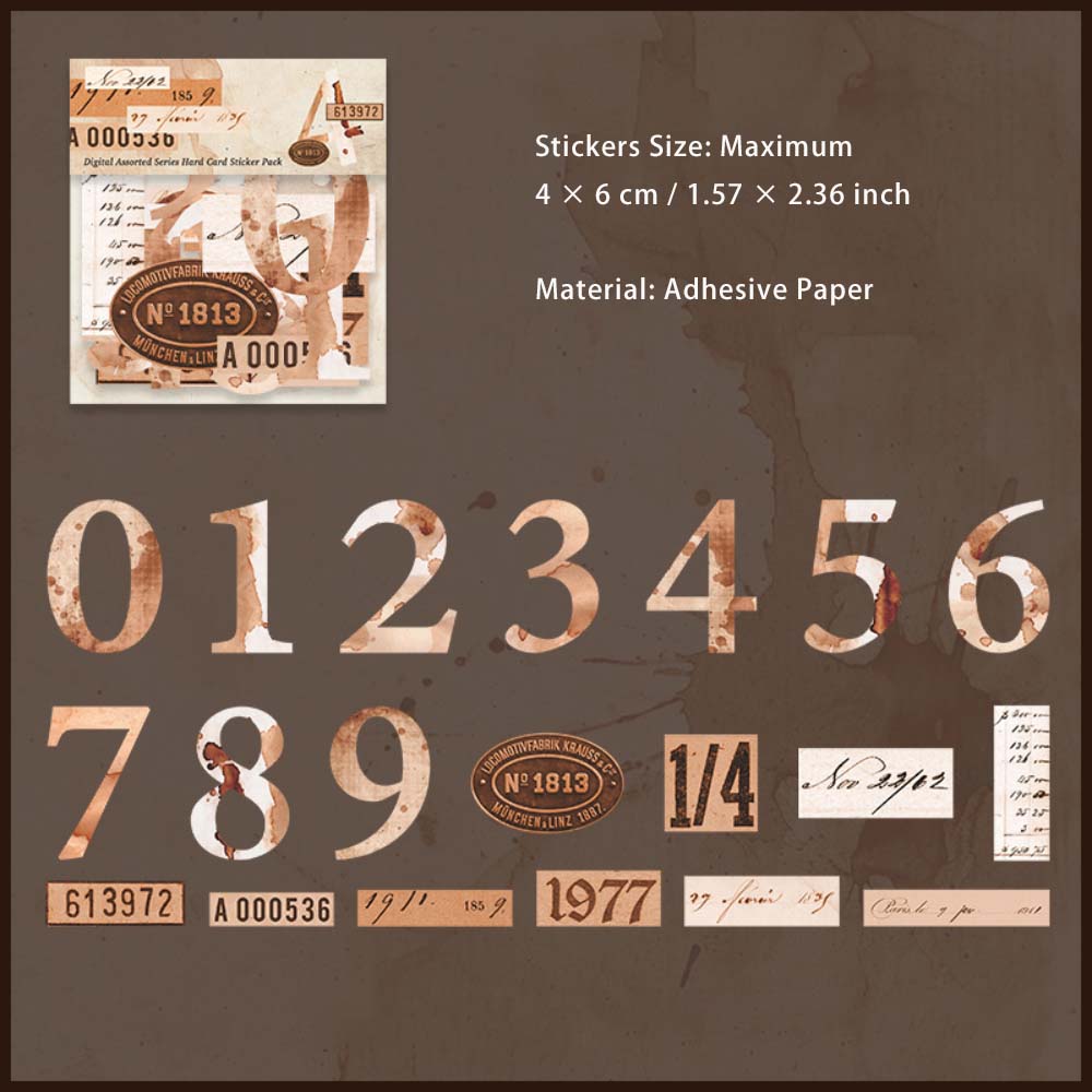 20 Pcs Vintage Number Stickers SZSJ