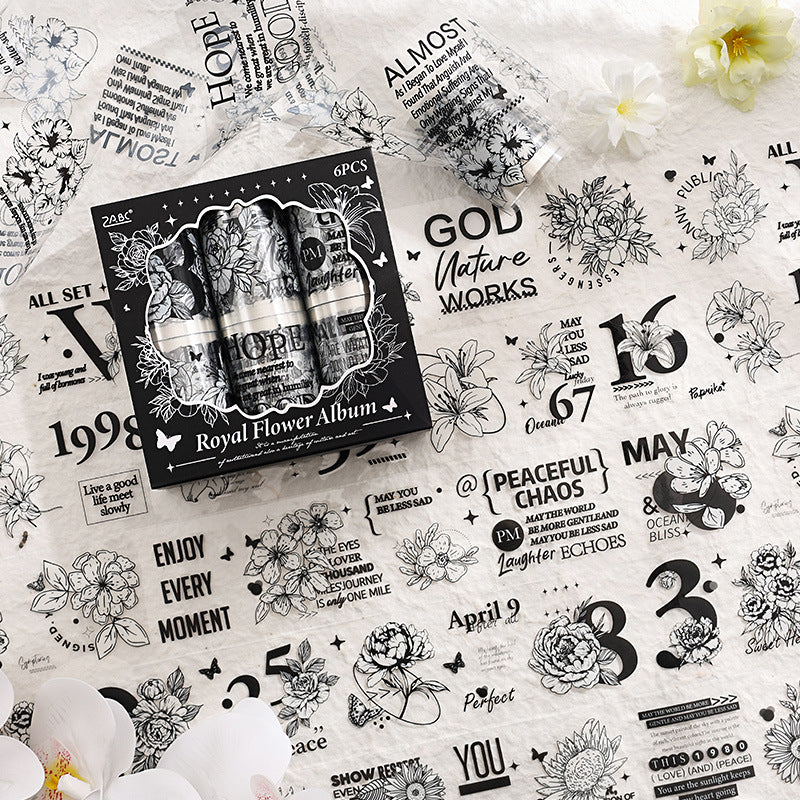 6 Roll Words Flower PET Tapes Set GTHP