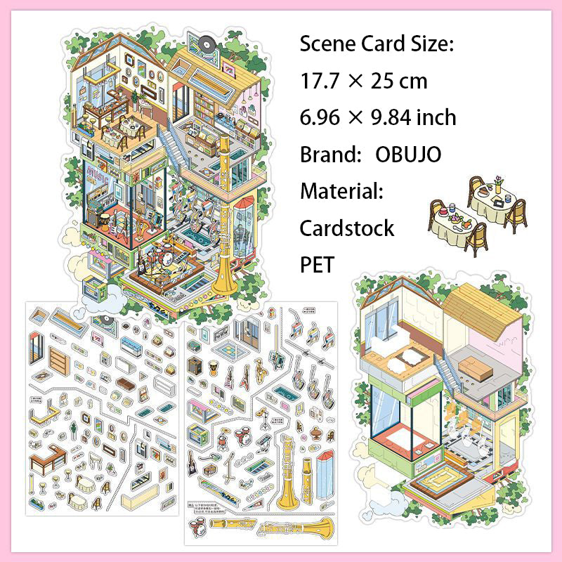 3D Shop House Scene DIY Stickers Kit JRYYZ38